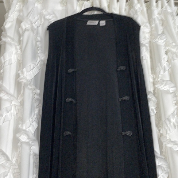 48 inch Chicos travels Asian button kimono vest black - Picture 1 of 5